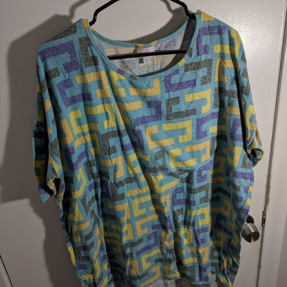 LuLaRoe blue and gold shirt